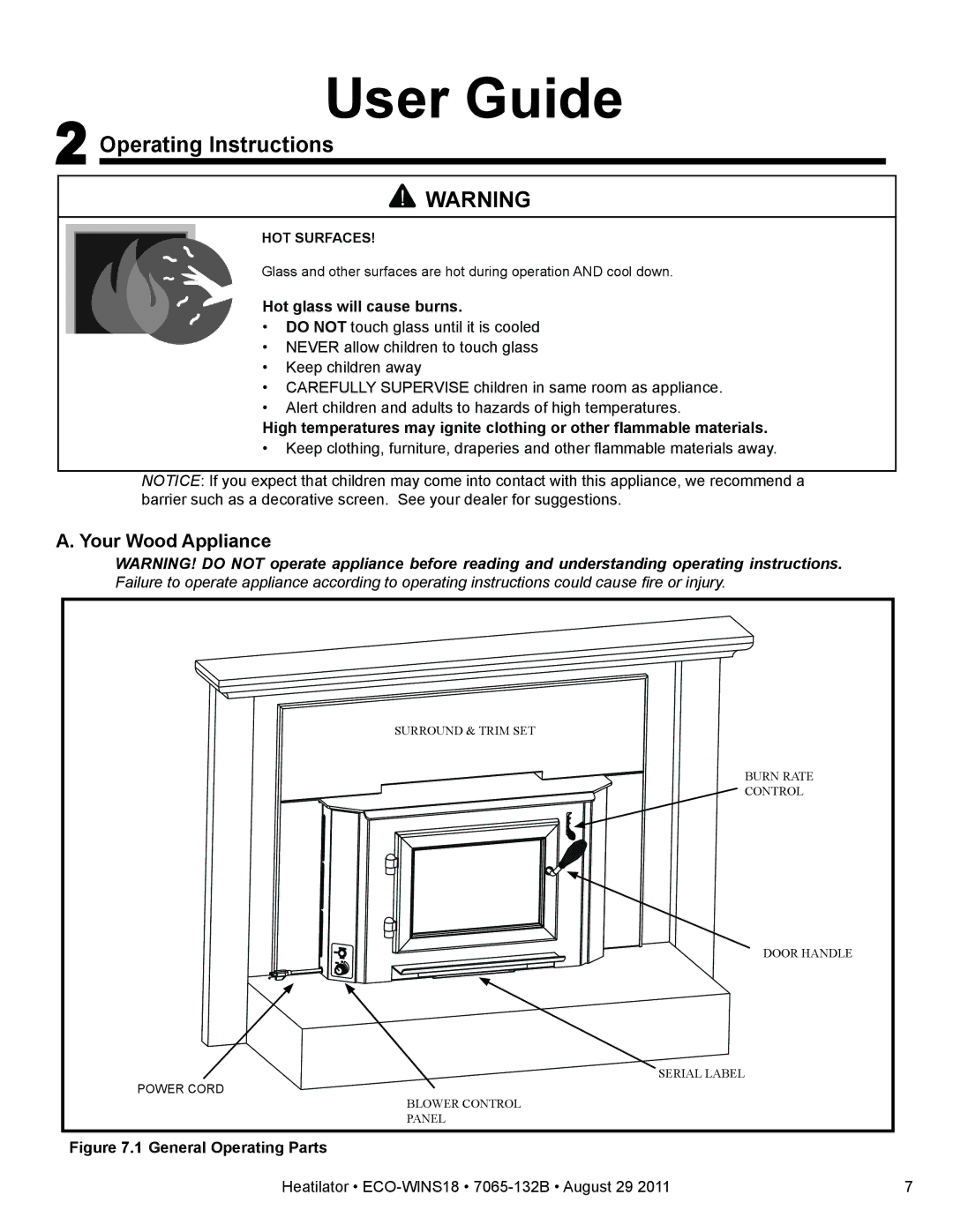 Heatiator ECO-WINS18 owner manual Operating Instructions, Your Wood Appliance 