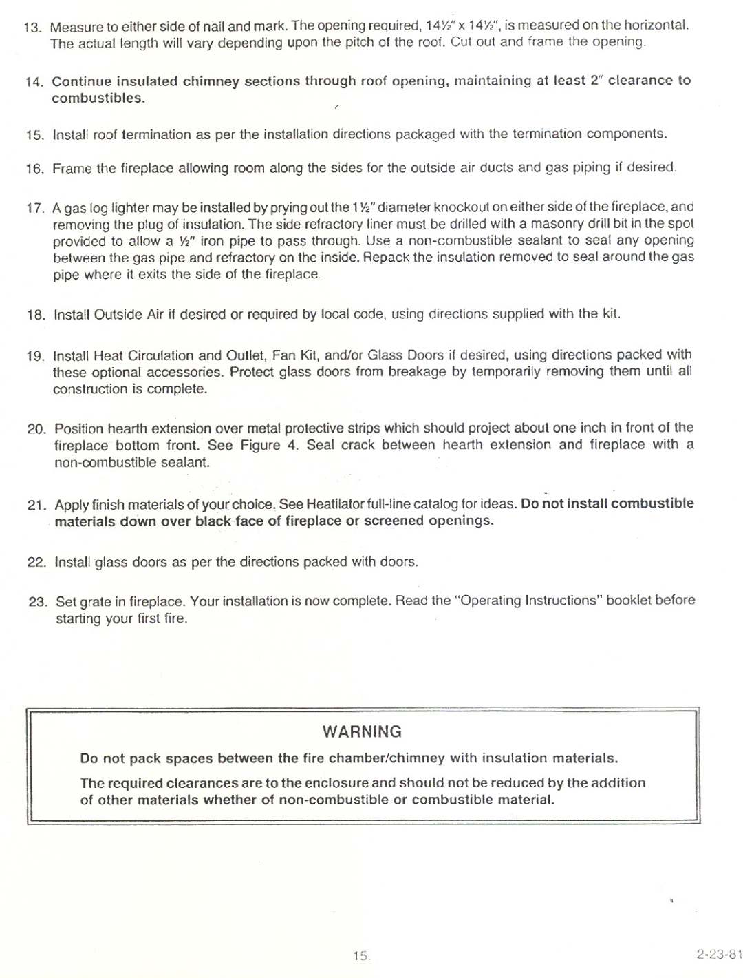 Heatiator FP28 manual 