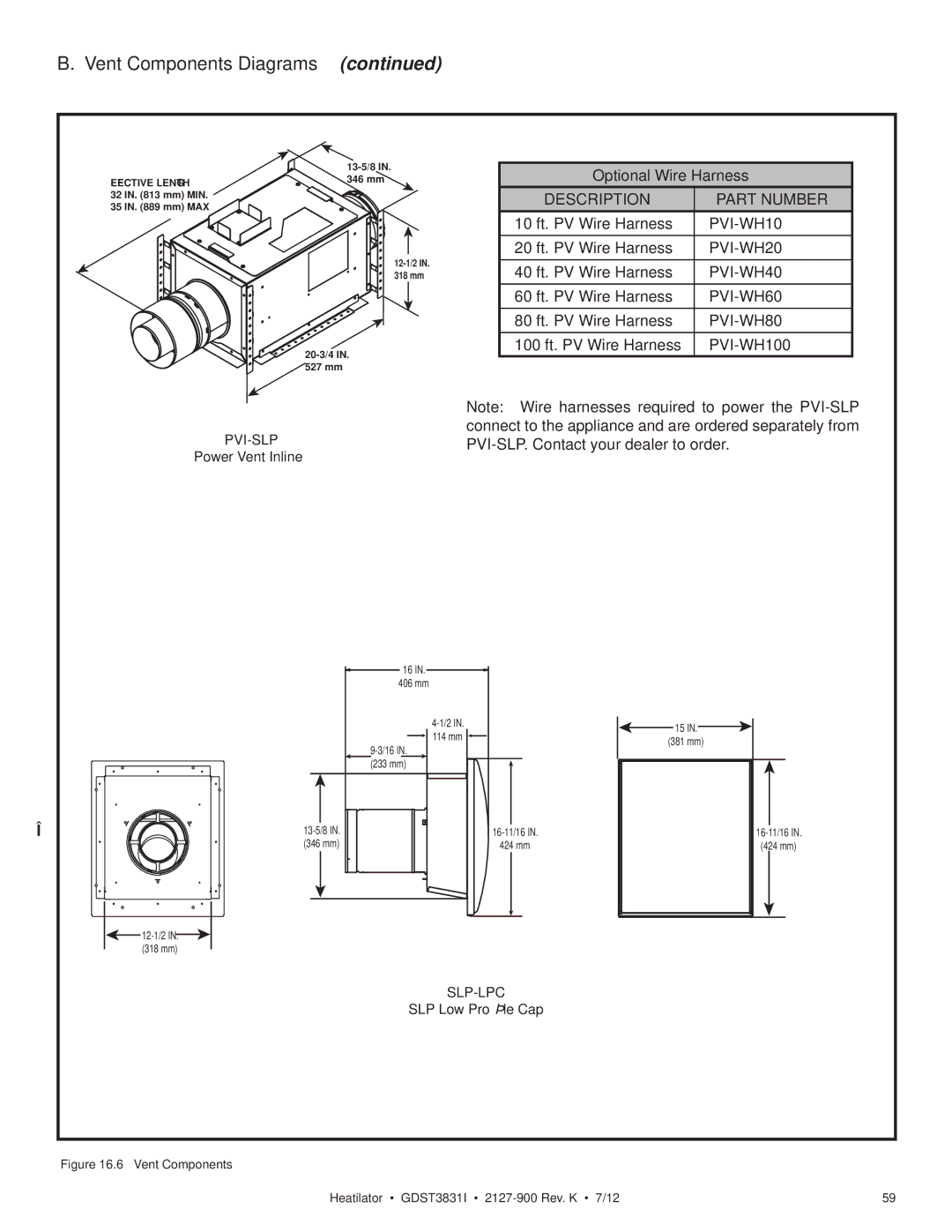 Heatiator GDST3831I owner manual Optional Wire Harness, Slp-Lpc 