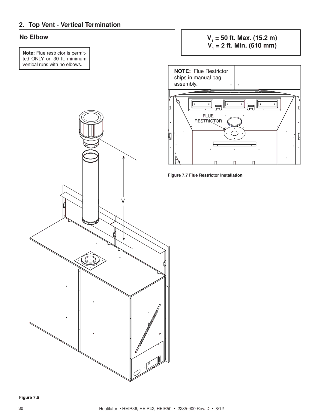 Heatiator HEIR42H, HEIR42T, HEIR50T, HEIR36H, HEIR36T, HEIR50H owner manual Flue Restrictor 