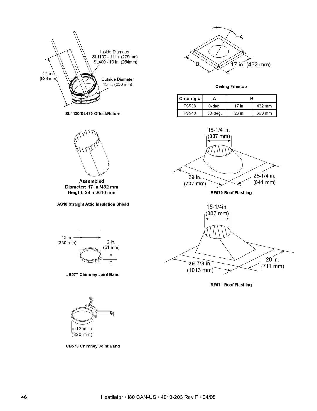 Heatiator I80 owner manual 15-1/4 387 mm 