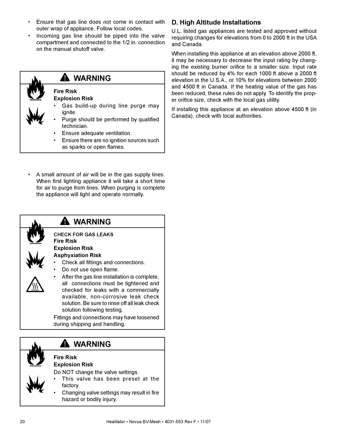 Heatiator NB3933MI, NB4236MI, NB4842MI, NB3630MI owner manual Check for GAS Leaks 