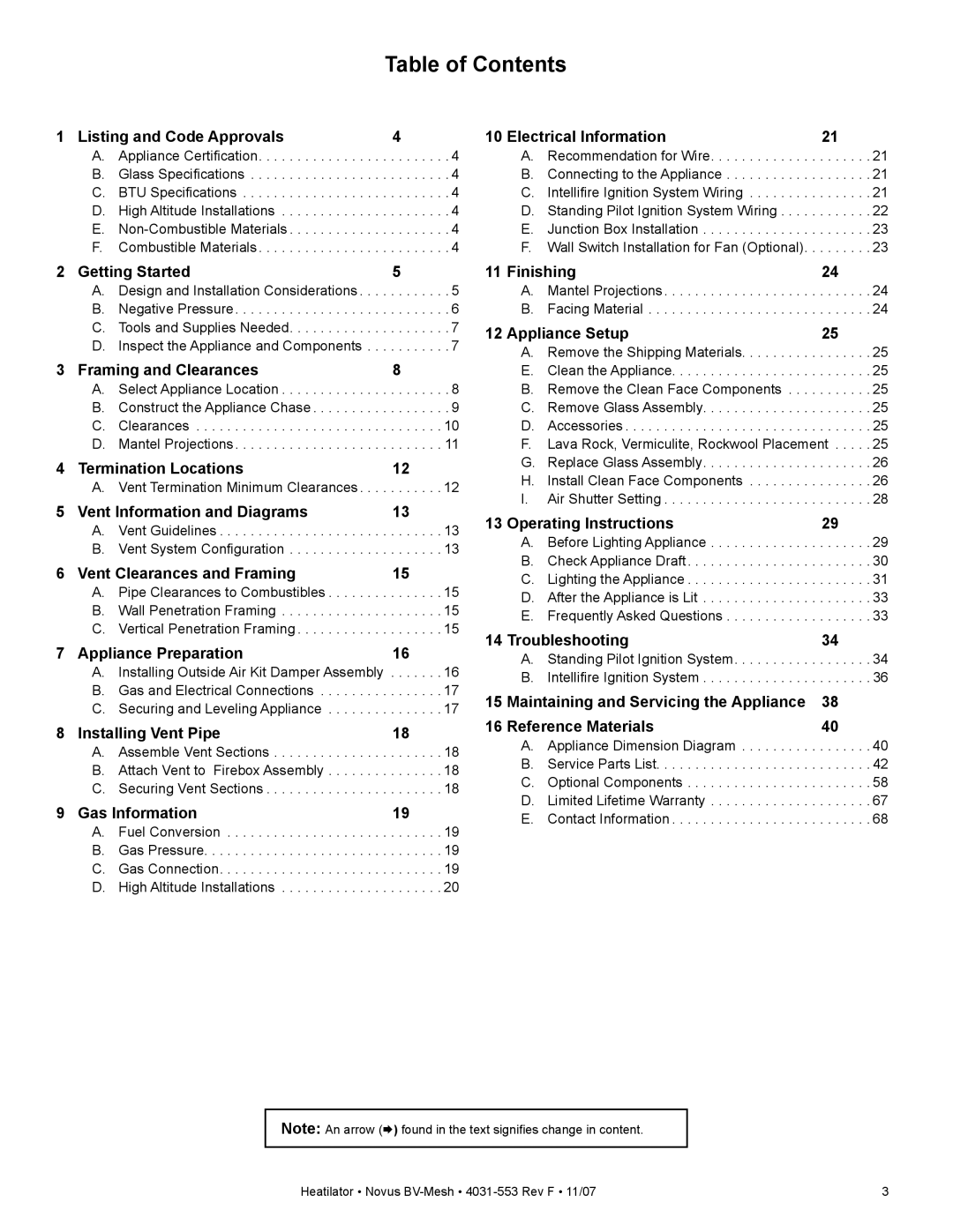 Heatiator NB4236MI, NB4842MI, NB3933MI, NB3630MI owner manual Table of Contents 