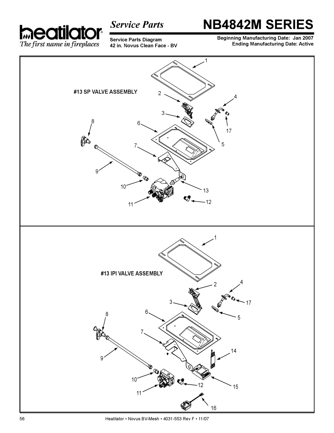 Heatiator NB4236MI, NB4842MI, NB3933MI, NB3630MI owner manual #13 IPI Valve Assembly 