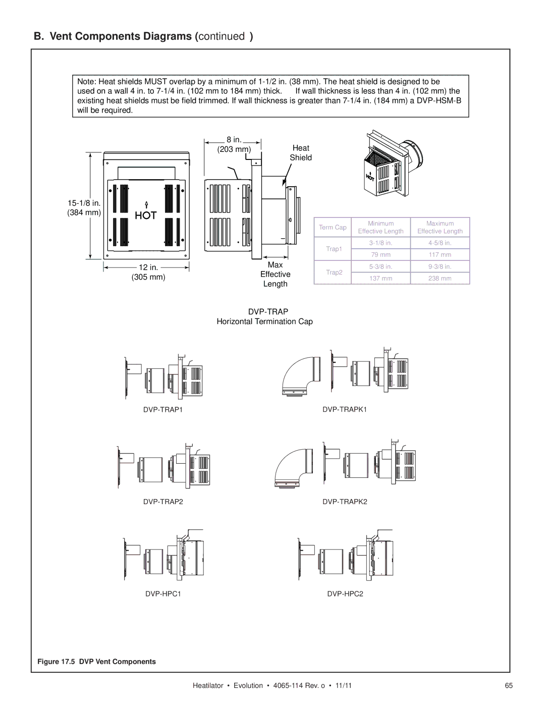 Heatiator NEVO4236I NEVO3630I owner manual Dvp-Trap 