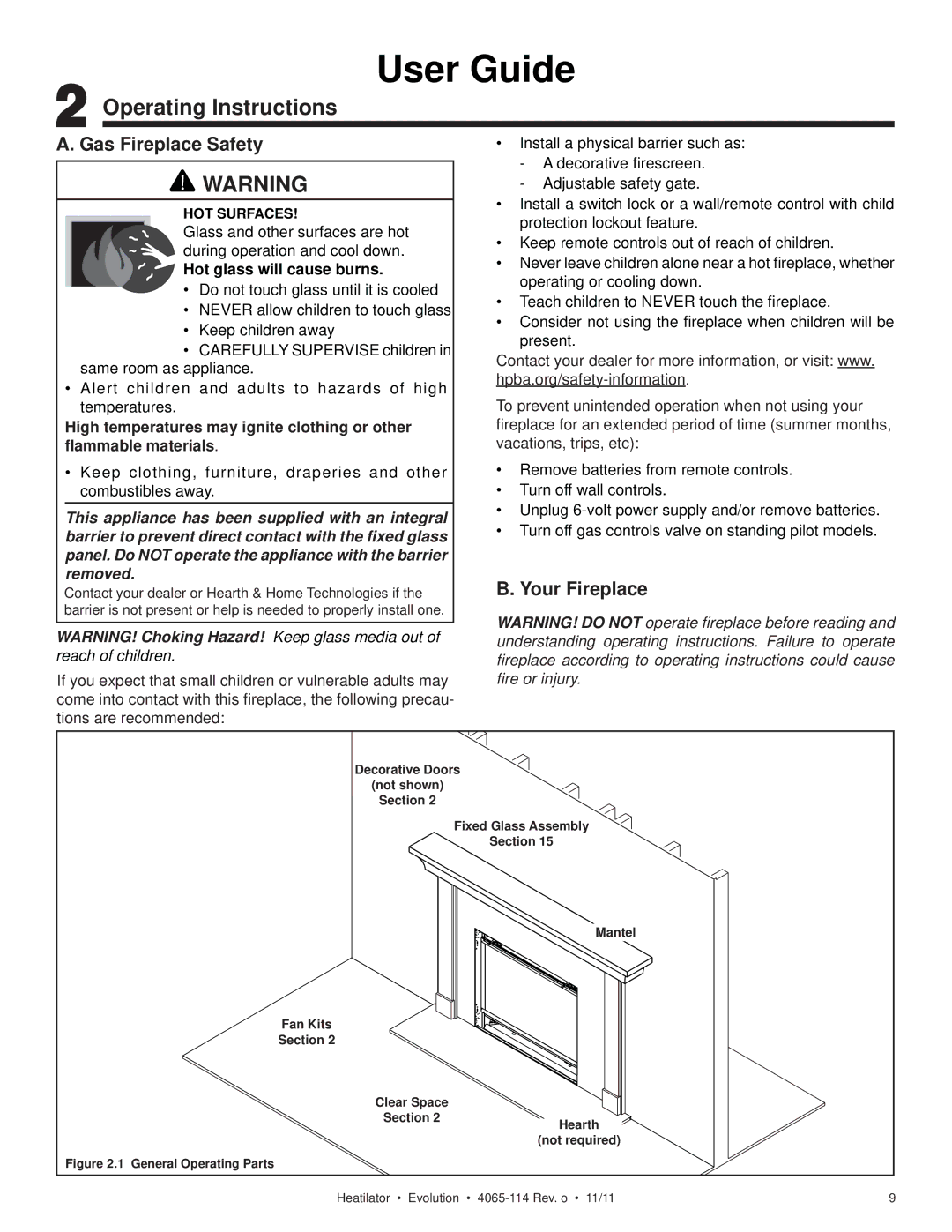 Heatiator NEVO4236I NEVO3630I owner manual Operating Instructions, Gas Fireplace Safety, Your Fireplace 