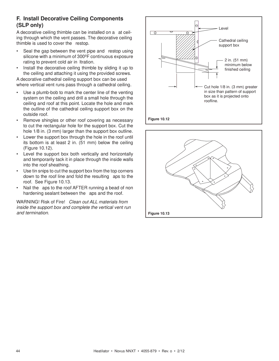 Heatiator NNXT3933IL, NNXT4236IL NNXT3933I owner manual Install Decorative Ceiling Components SLP only 