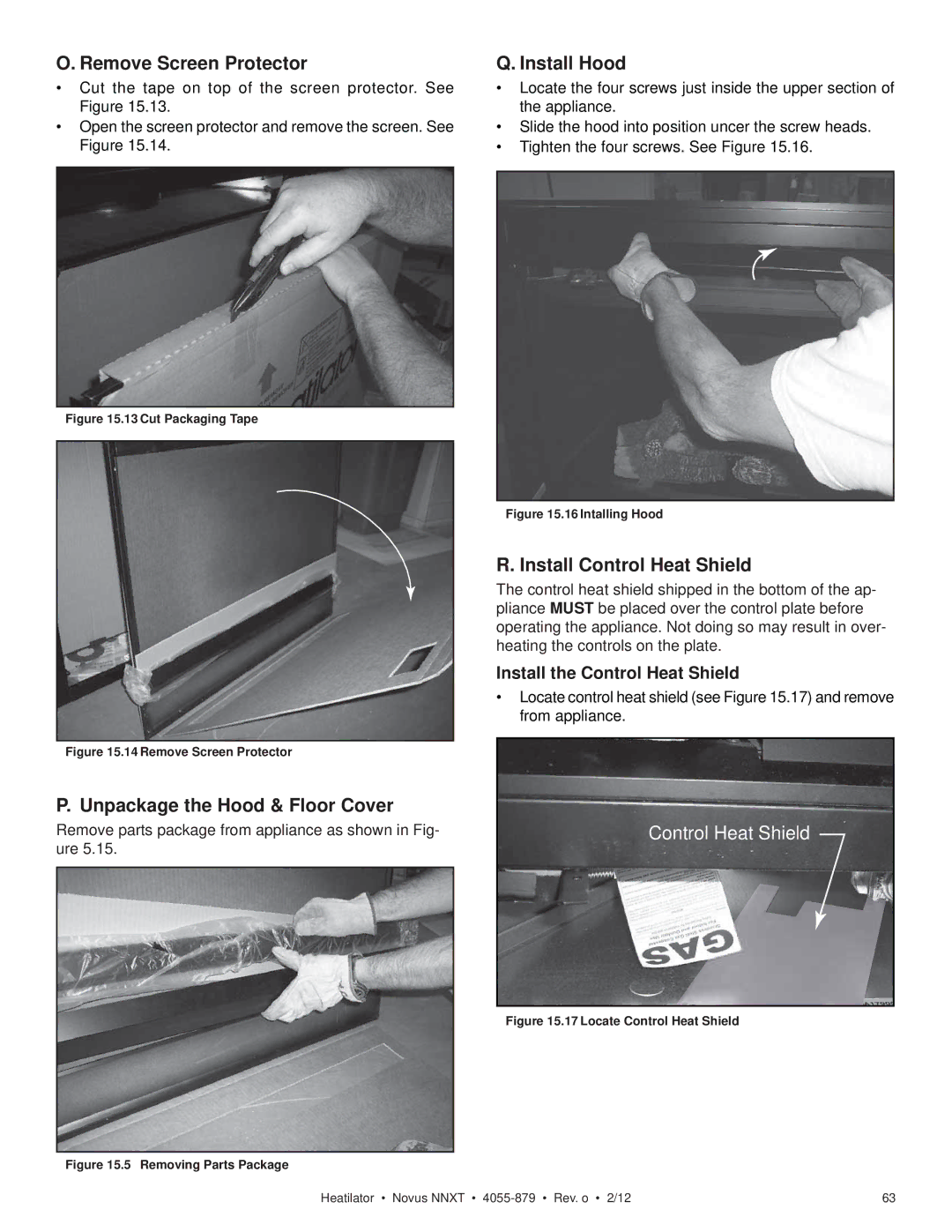 Heatiator NNXT3933IL Remove Screen Protector, Install Hood, Unpackage the Hood & Floor Cover, Install Control Heat Shield 