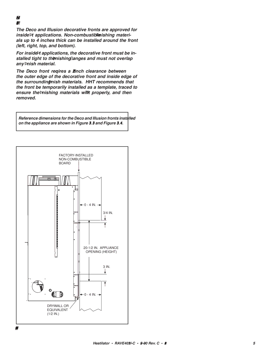 Heatiator Rave4013i-c owner manual Inside Fit Method Deco Decorative Front Only 