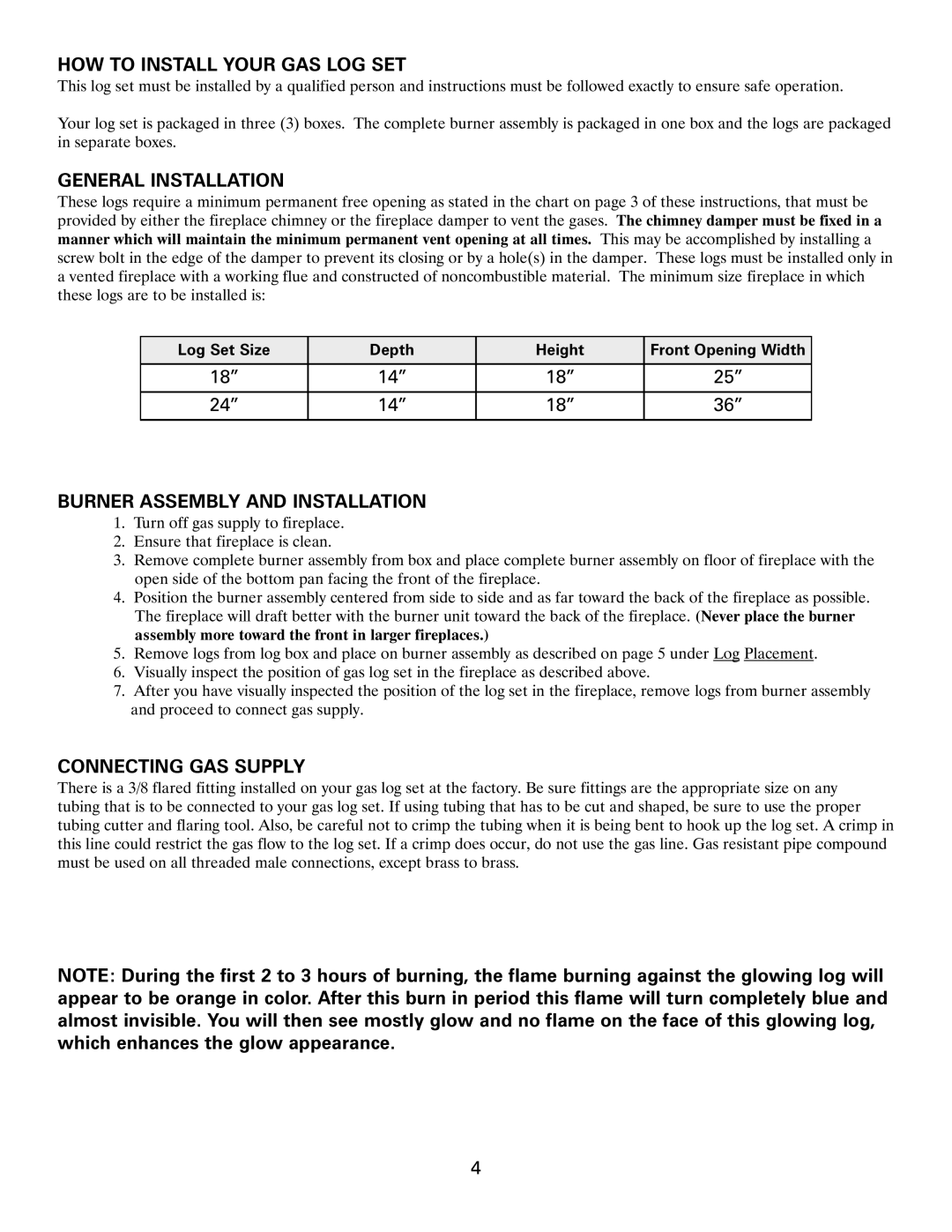 Heatmaster Gas Burner manual HOW to Install Your GAS LOG SET, General Installation, Burner Assembly and Installation 