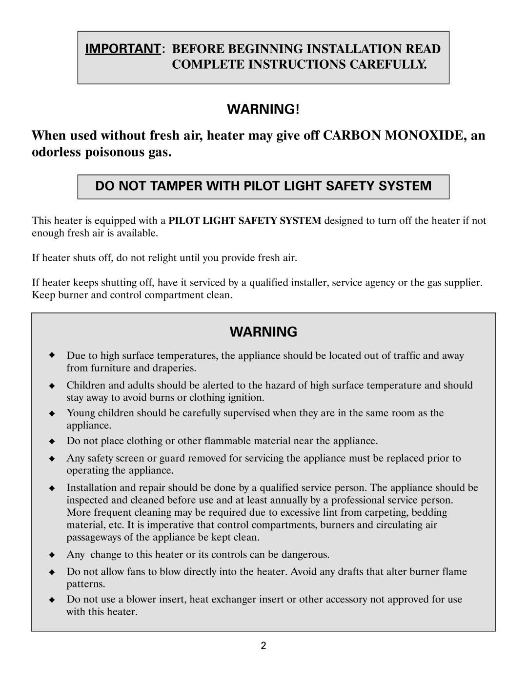 Heatmaster HMDGII, HMDGJ manual Do Not Tamper With Pilot Light Safety System 