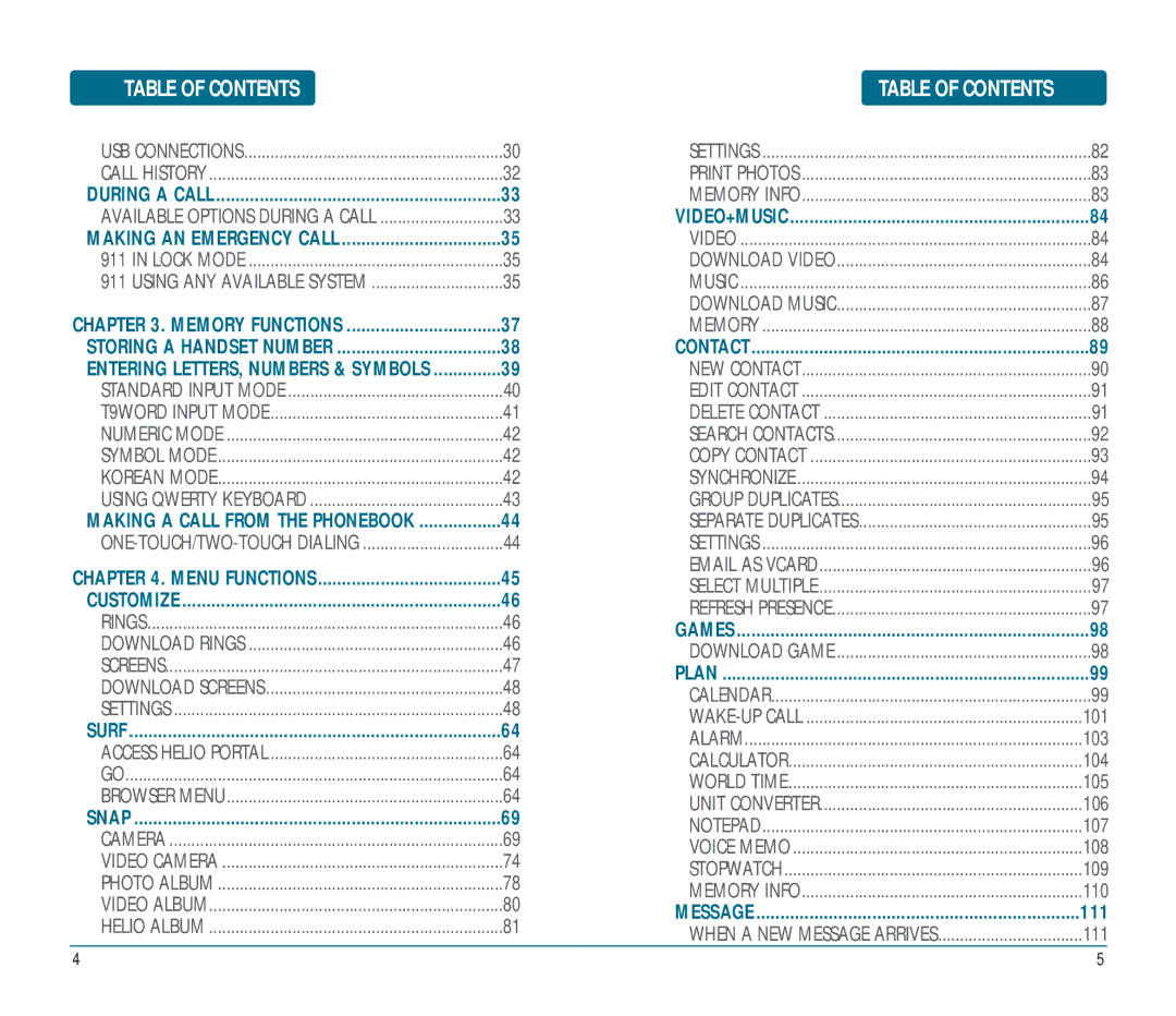 Helio Ocean user manual Table of Contents 