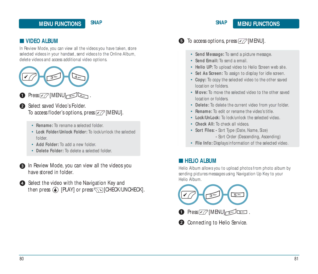 Helio Ocean user manual Video Album, Helio Album 