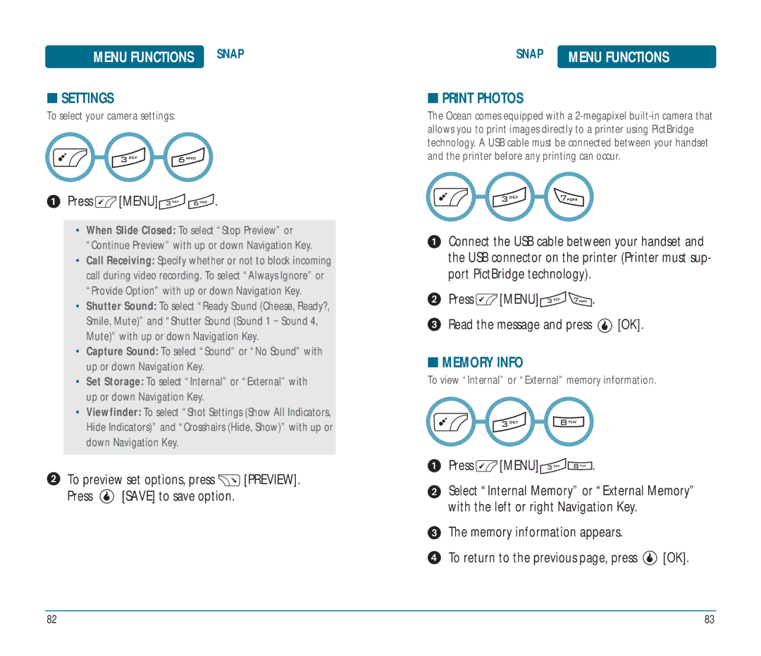 Helio Ocean user manual Print Photos, Memory Info 