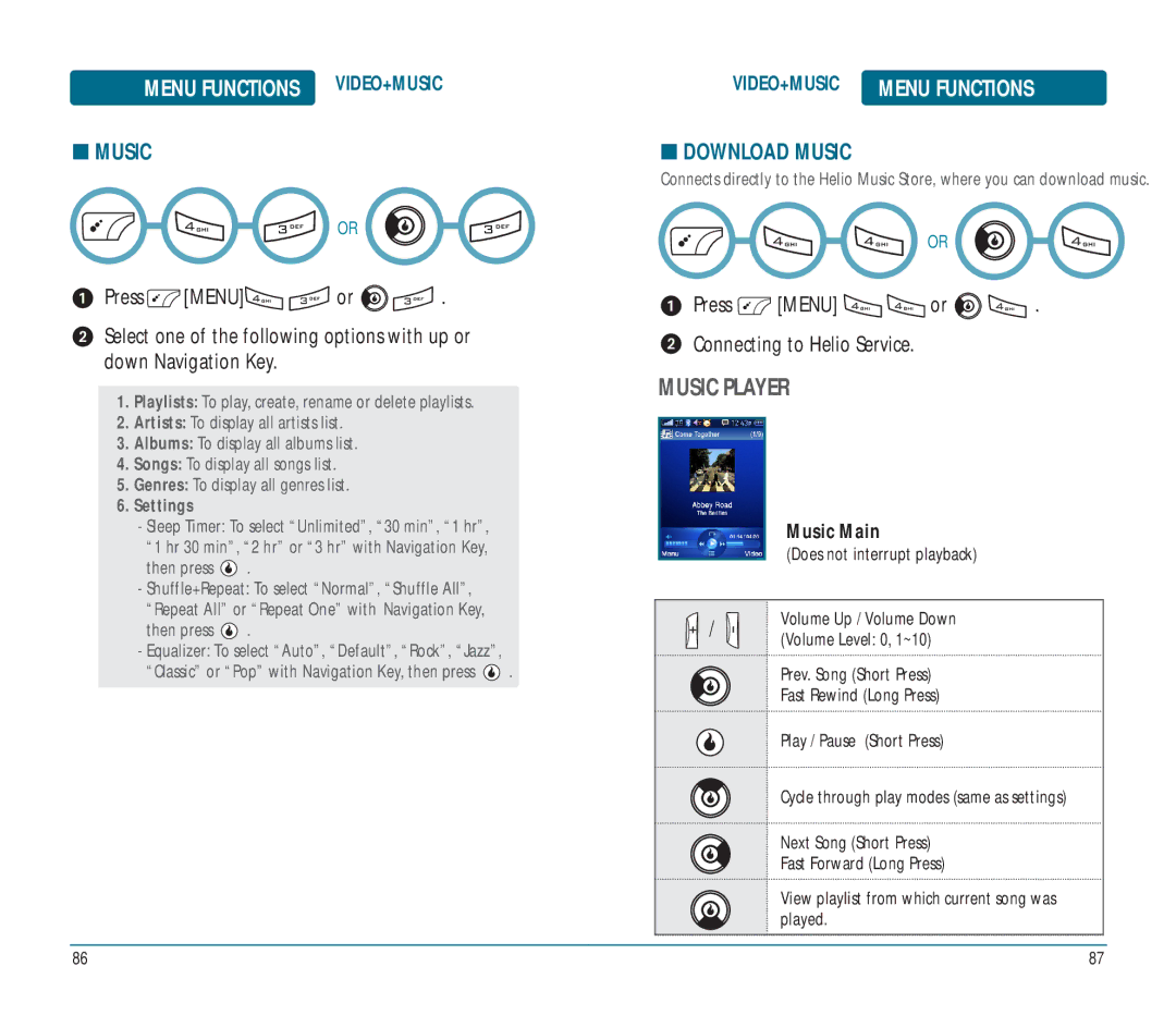 Helio Ocean user manual Music Player, Download Music 