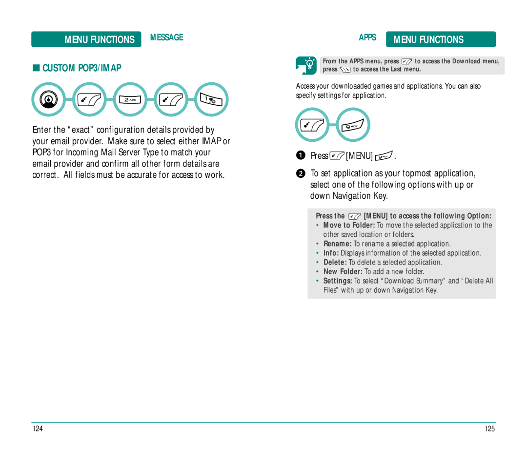 Helio Ocean user manual Custom POP3/IMAP, Apps 