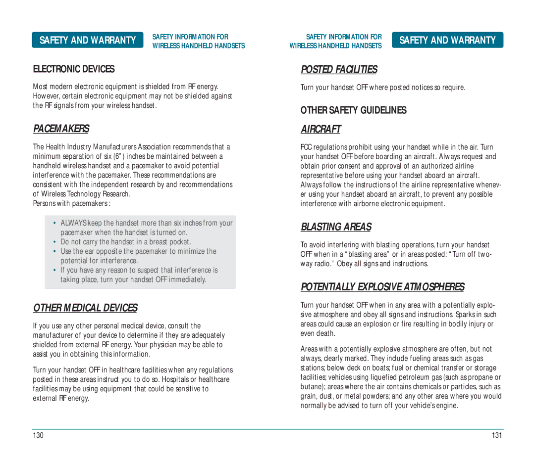 Helio Ocean user manual Pacemakers, Other Medical Devices, Posted Facilities, Aircraft, Blasting Areas 