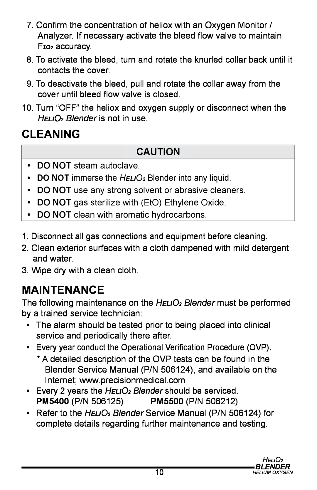 Helio PM5400, PM5500 user manual Cleaning, Maintenance 