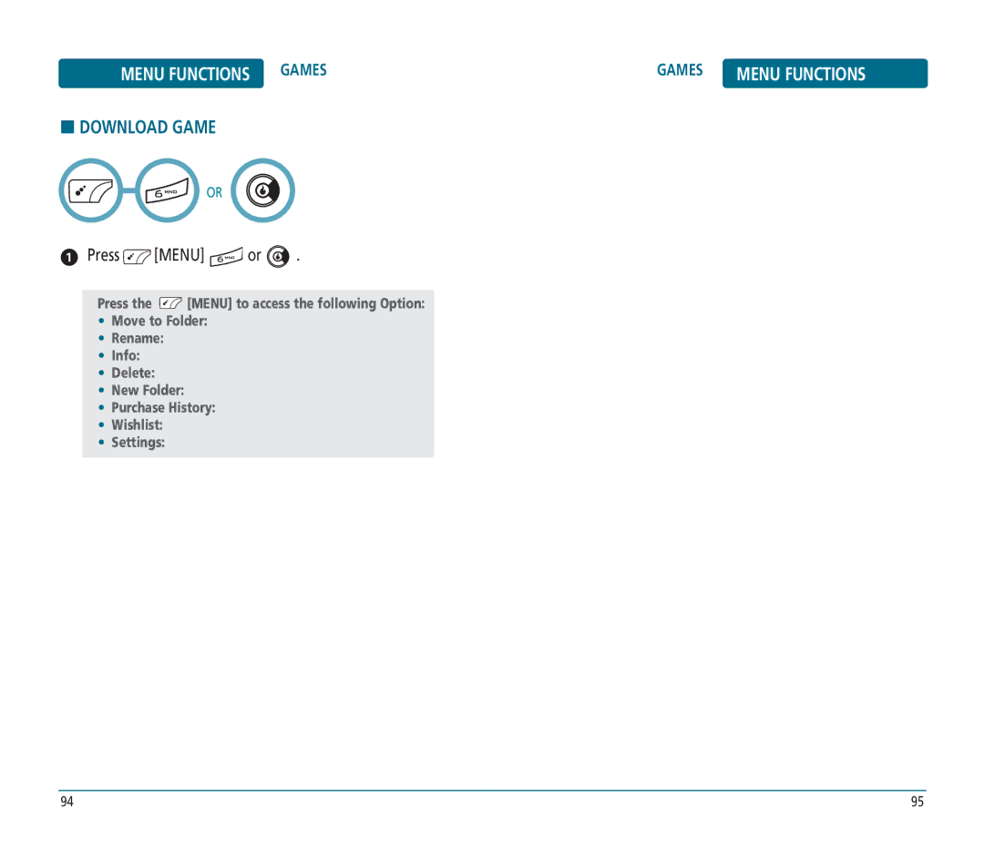 Helio PN-810 manual Menu Functions Games, Download Game, Press Menu or 