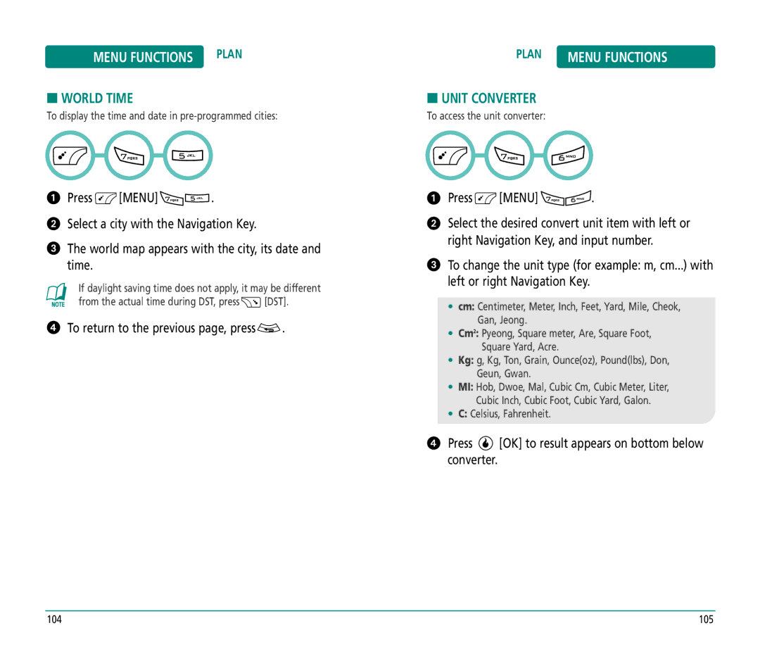 Helio PN-810 manual World Time, Unit Converter, Press OK to result appears on bottom below converter 
