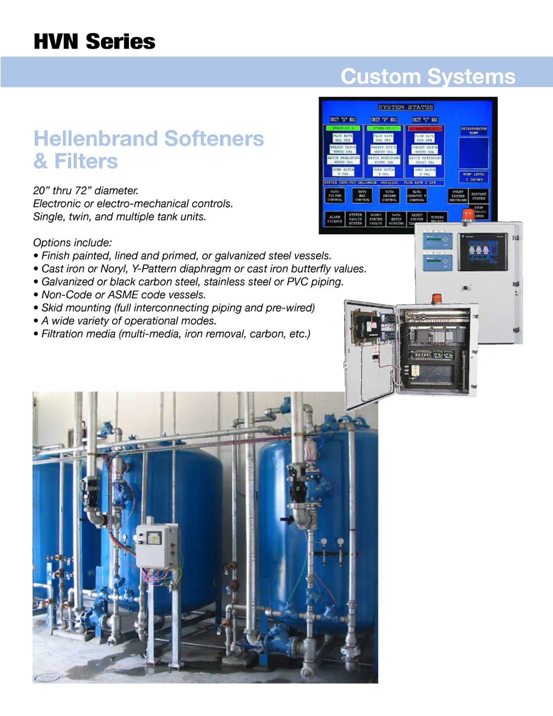 Hellenbrand HVN Series manual Custom Systems, Hellenbrand Softeners Filters 