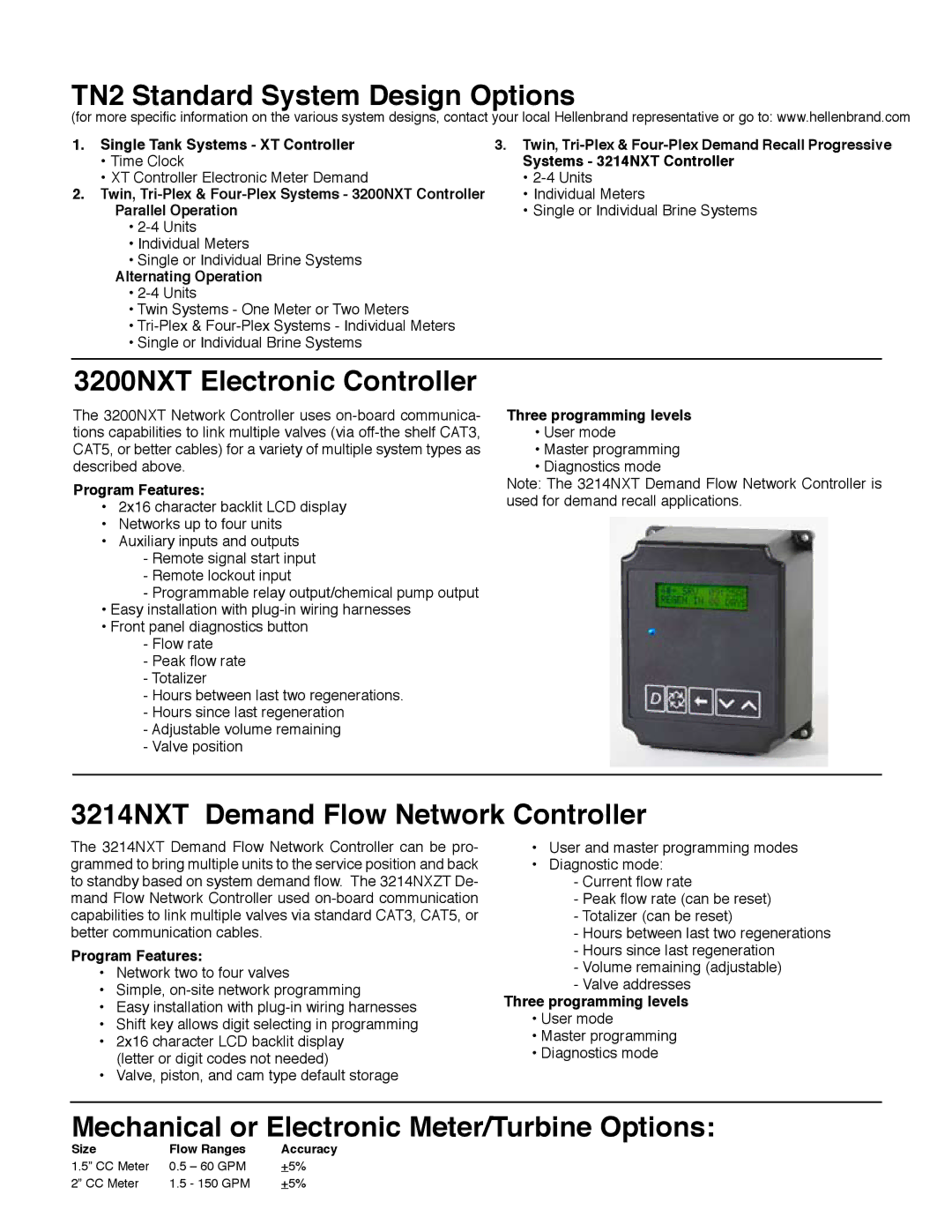 Hellenbrand TNT Series manual Mechanical or Electronic Meter/Turbine Options 