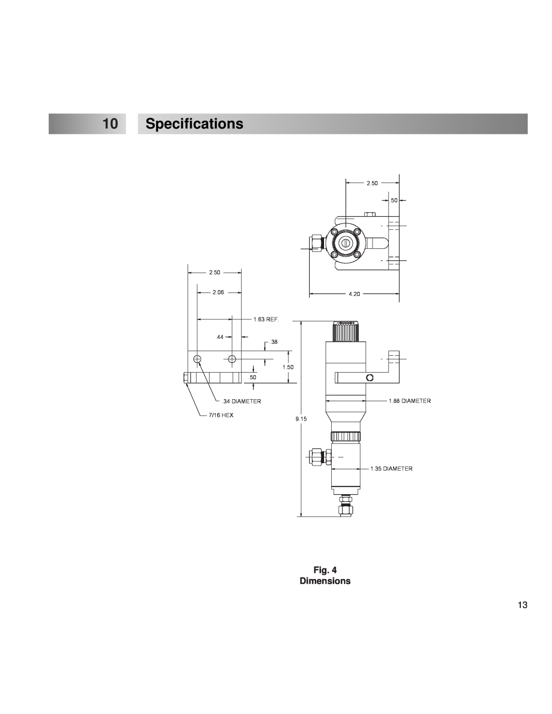 Henkel 9000 operation manual 10Specifications, Fig. Dimensions 