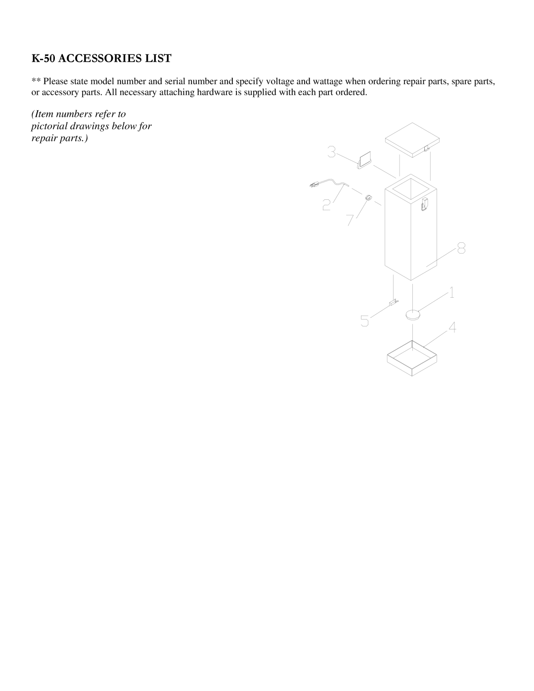 Henkel K-50 manual Accessories List 