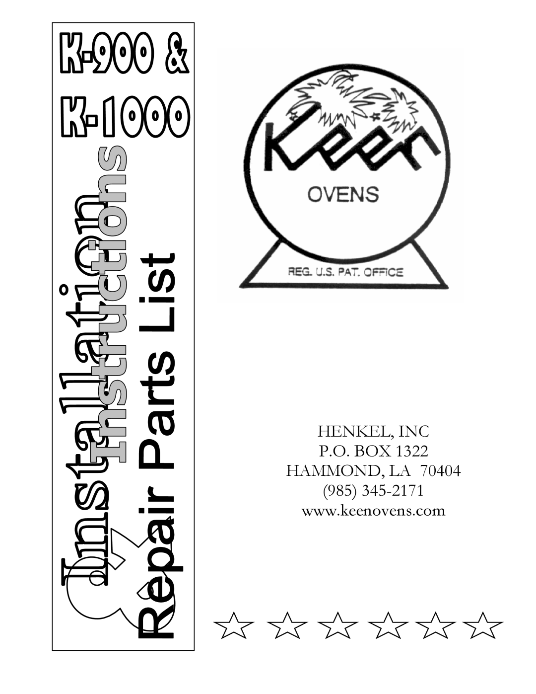 Henkel K-1000, K-900 manual Henkel, Inc P.O. Box Hammond, La 