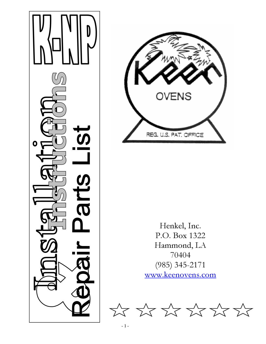 Henkel K-NP manual Henkel, Inc P.O. Box Hammond, LA, 985345-2171 