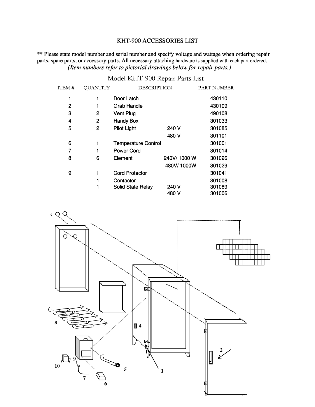 Henkel manual Model KHT-900 Repair Parts List, KHT-900 ACCESSORIES LIST 