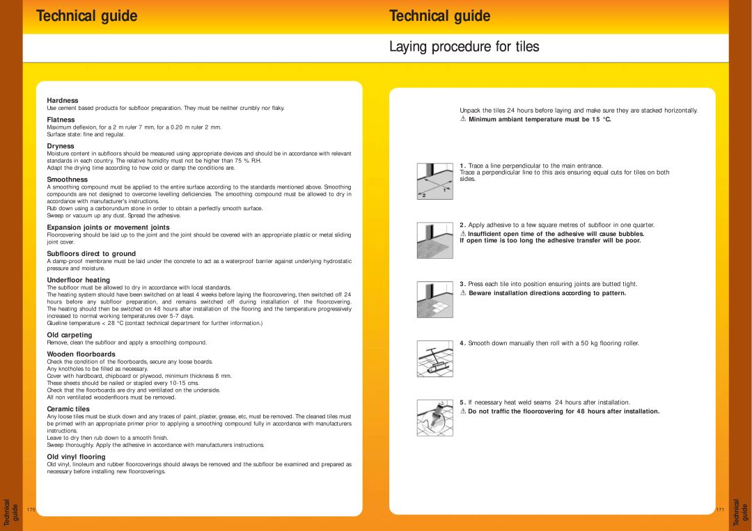 Henkel SubFloor manual Technical guide, Laying procedure for tiles 