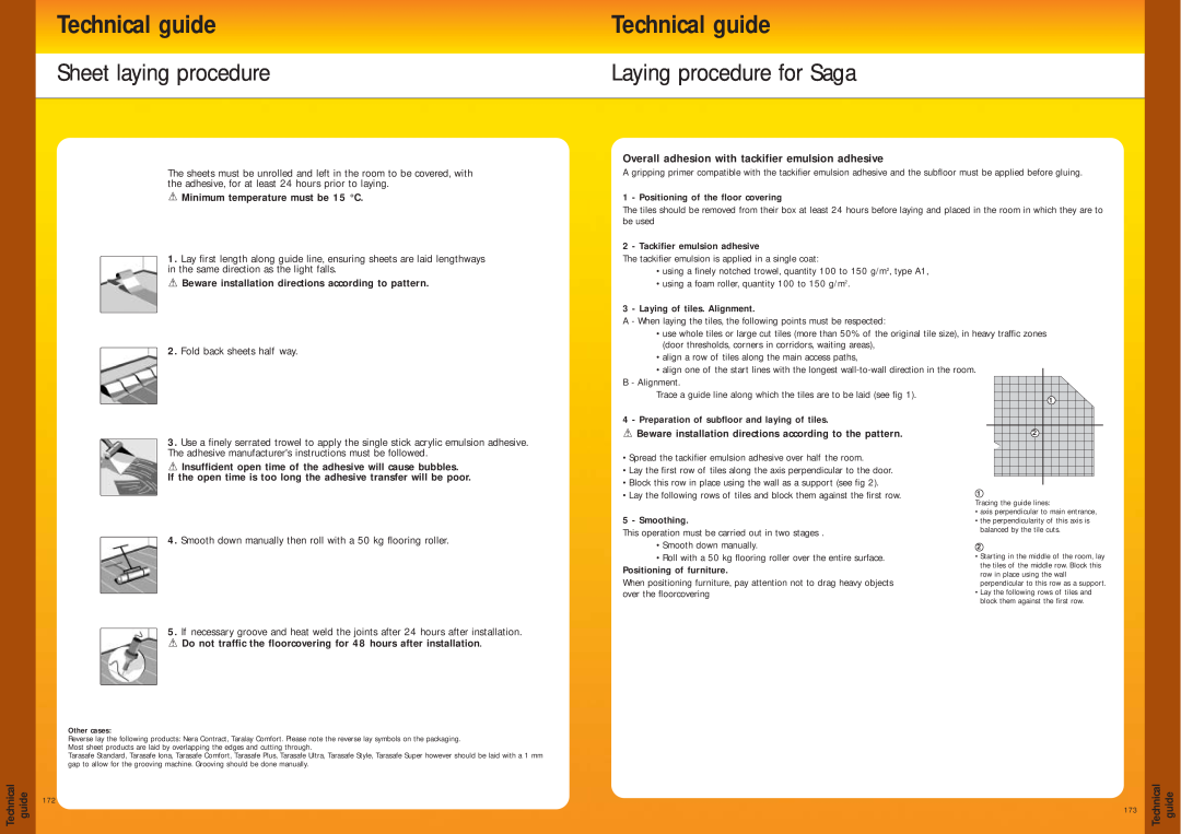 Henkel SubFloor manual Sheet laying procedure, Laying procedure for Saga, Technical guide 