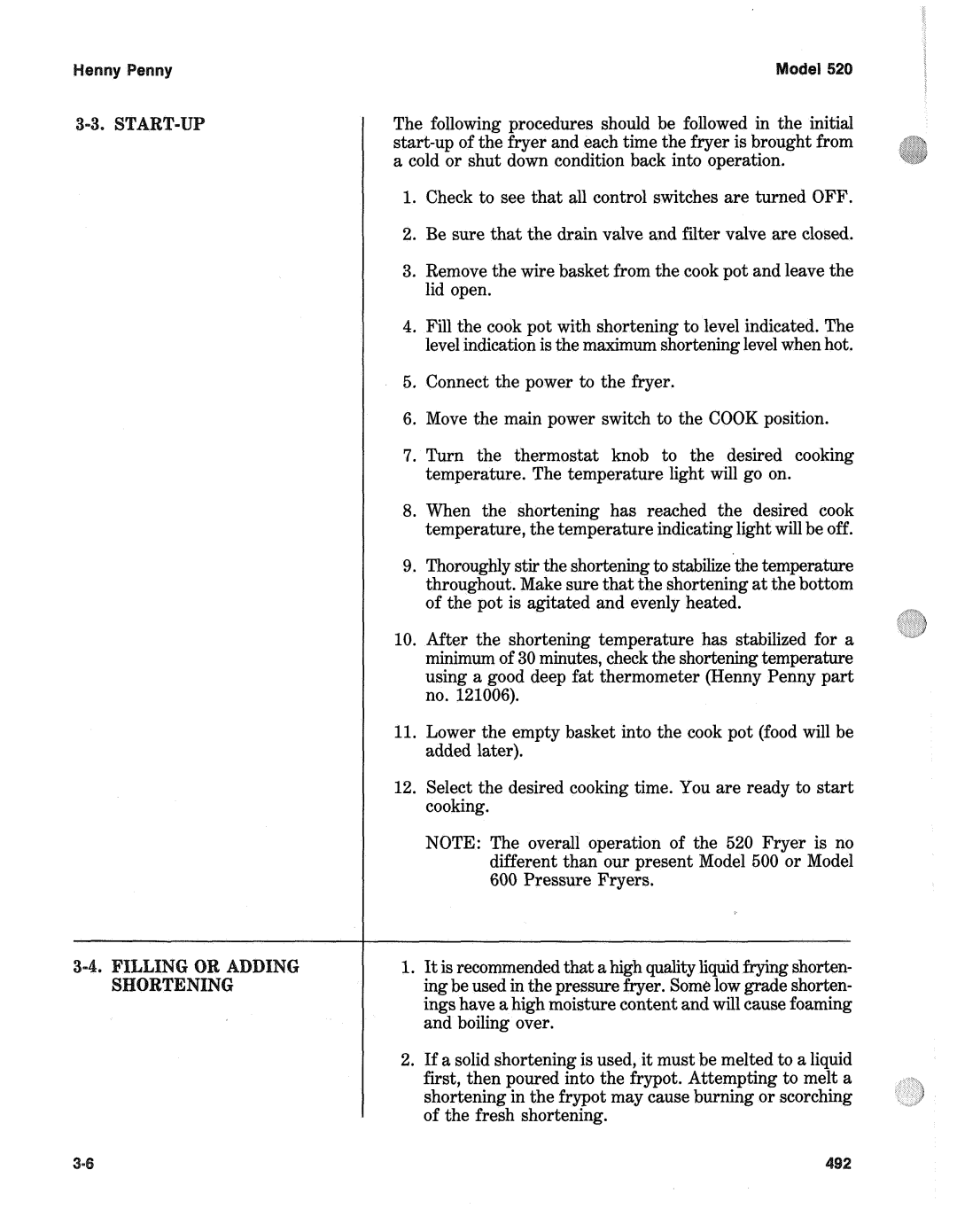 Henny Penny 520 manual May cause burning or scorching 