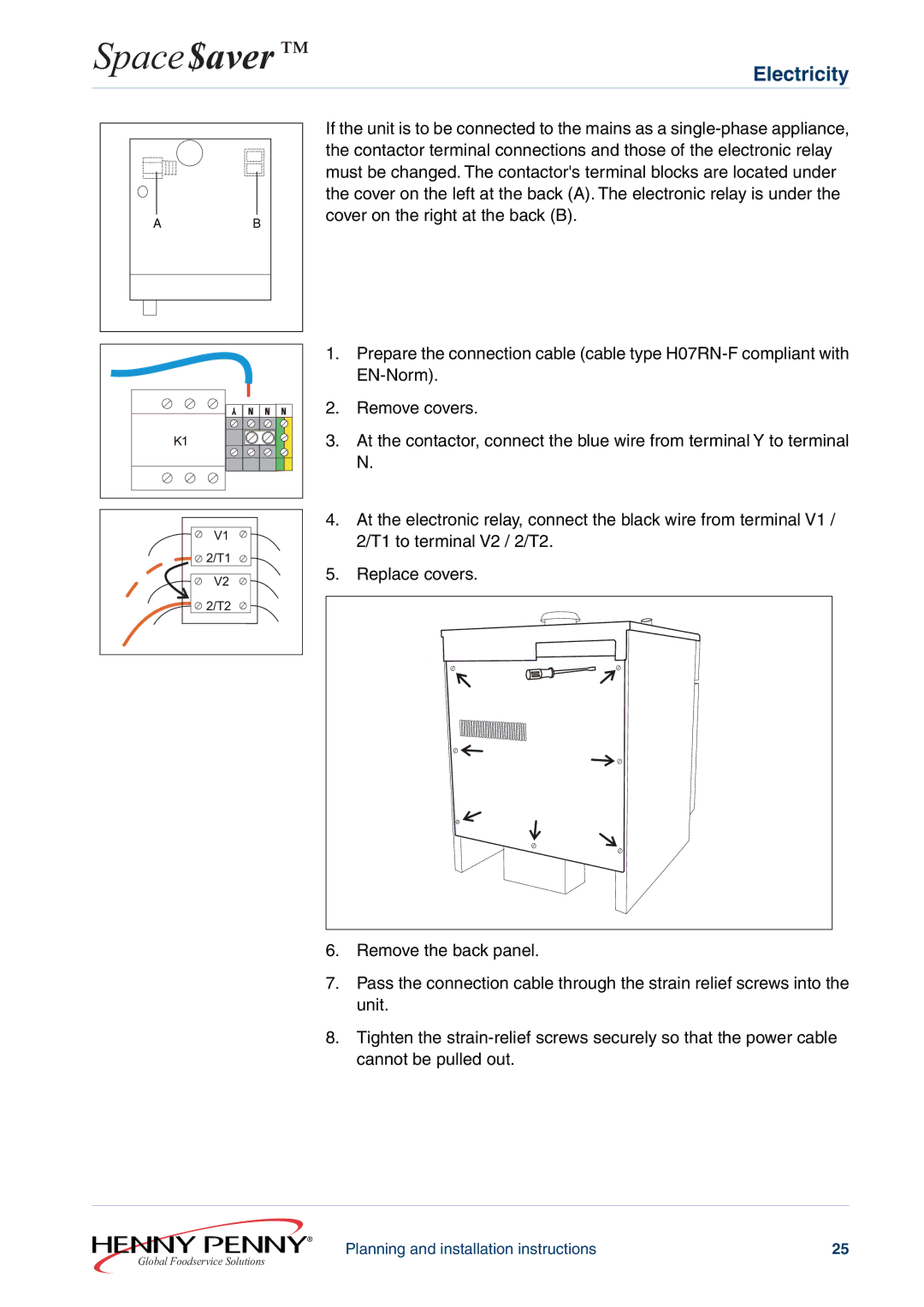 Henny Penny 610ESC60XXXX, 605ESC63XXXX installation instructions Space$aver 