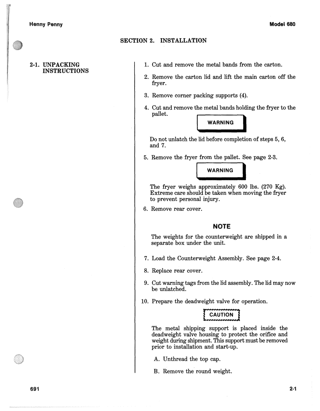 Henny Penny 680 KFC manual 