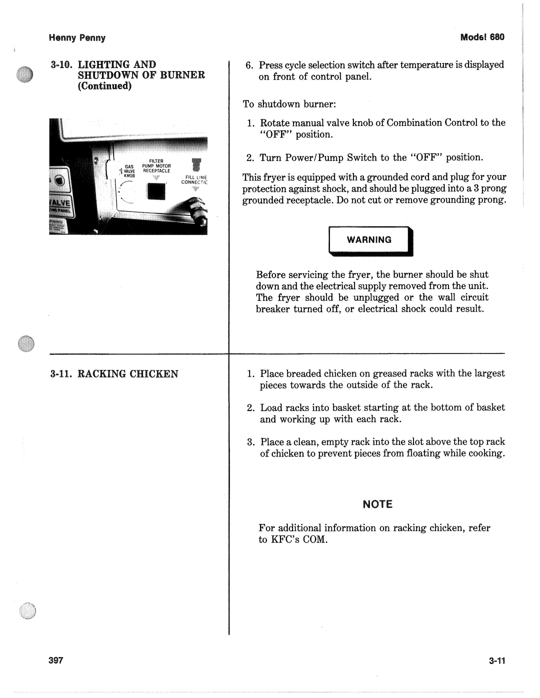 Henny Penny 680 KFC manual Connecw 