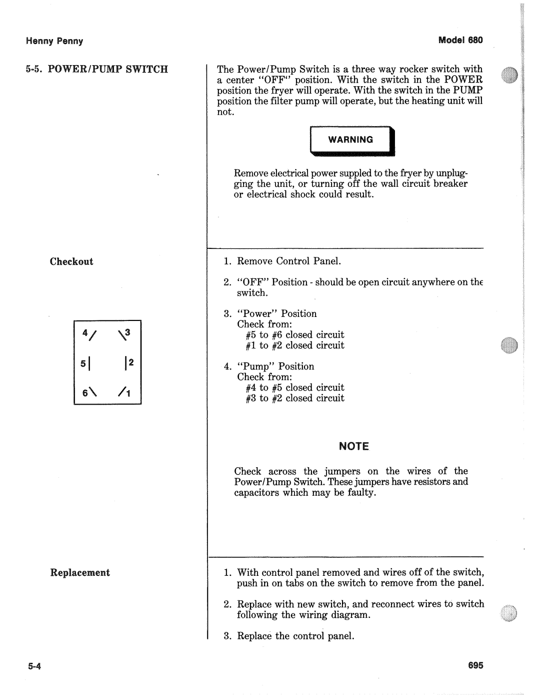 Henny Penny 680 KFC manual Pump Position Check from 