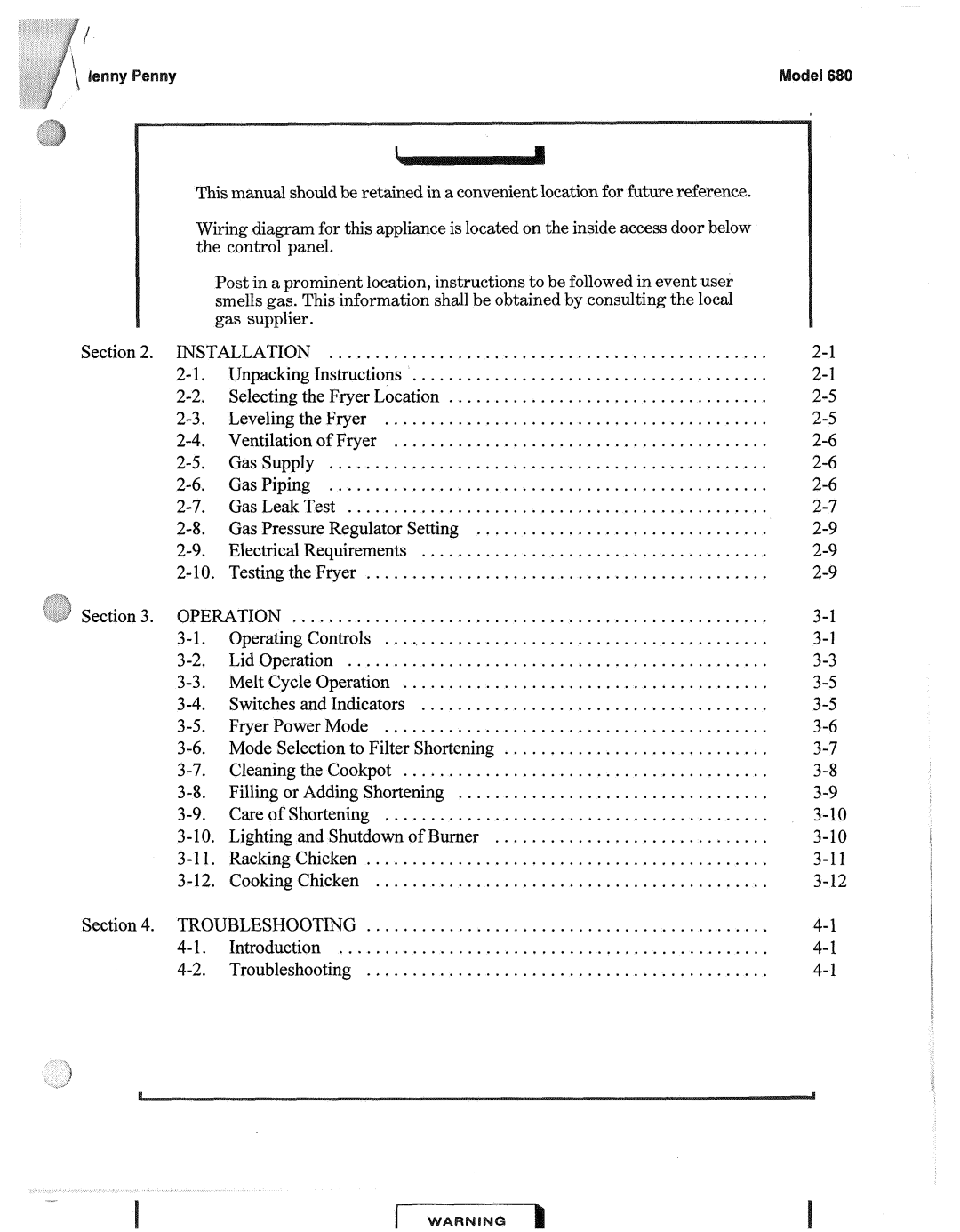 Henny Penny 680 KFC manual Introduction 