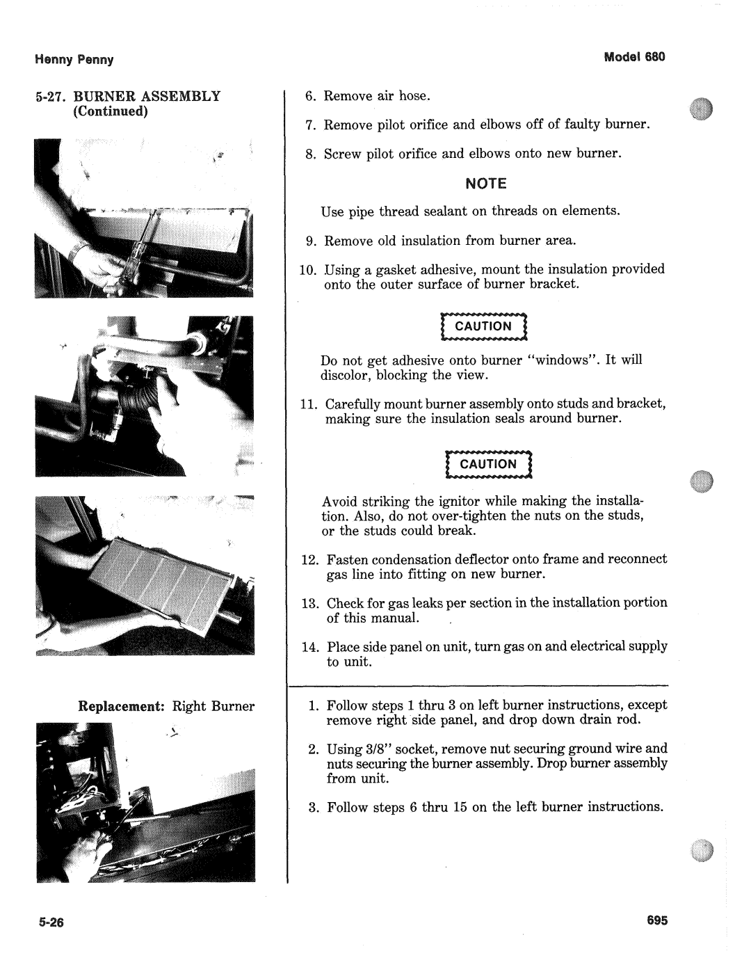 Henny Penny 680 KFC manual Using 3/8 socket, remove nut securing ground wire 