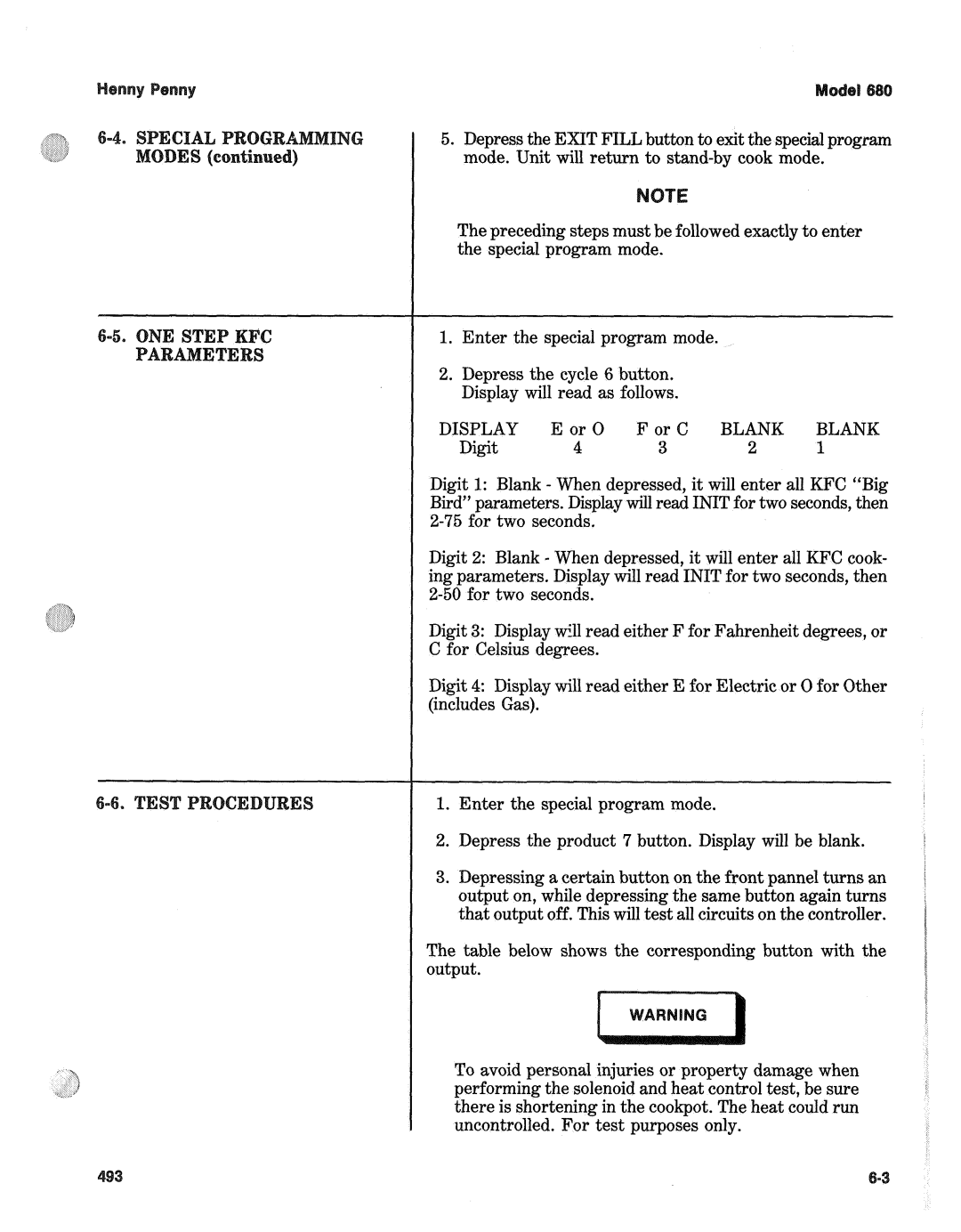 Henny Penny 680 KFC manual 