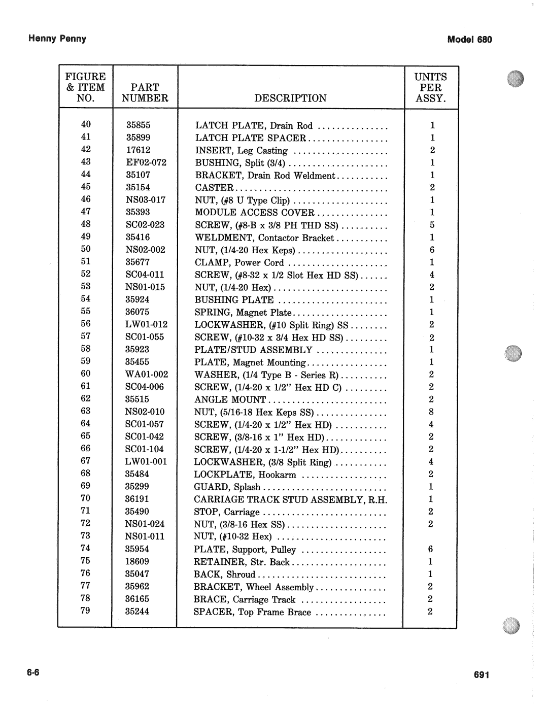 Henny Penny 680 KFC manual Latch Plate 