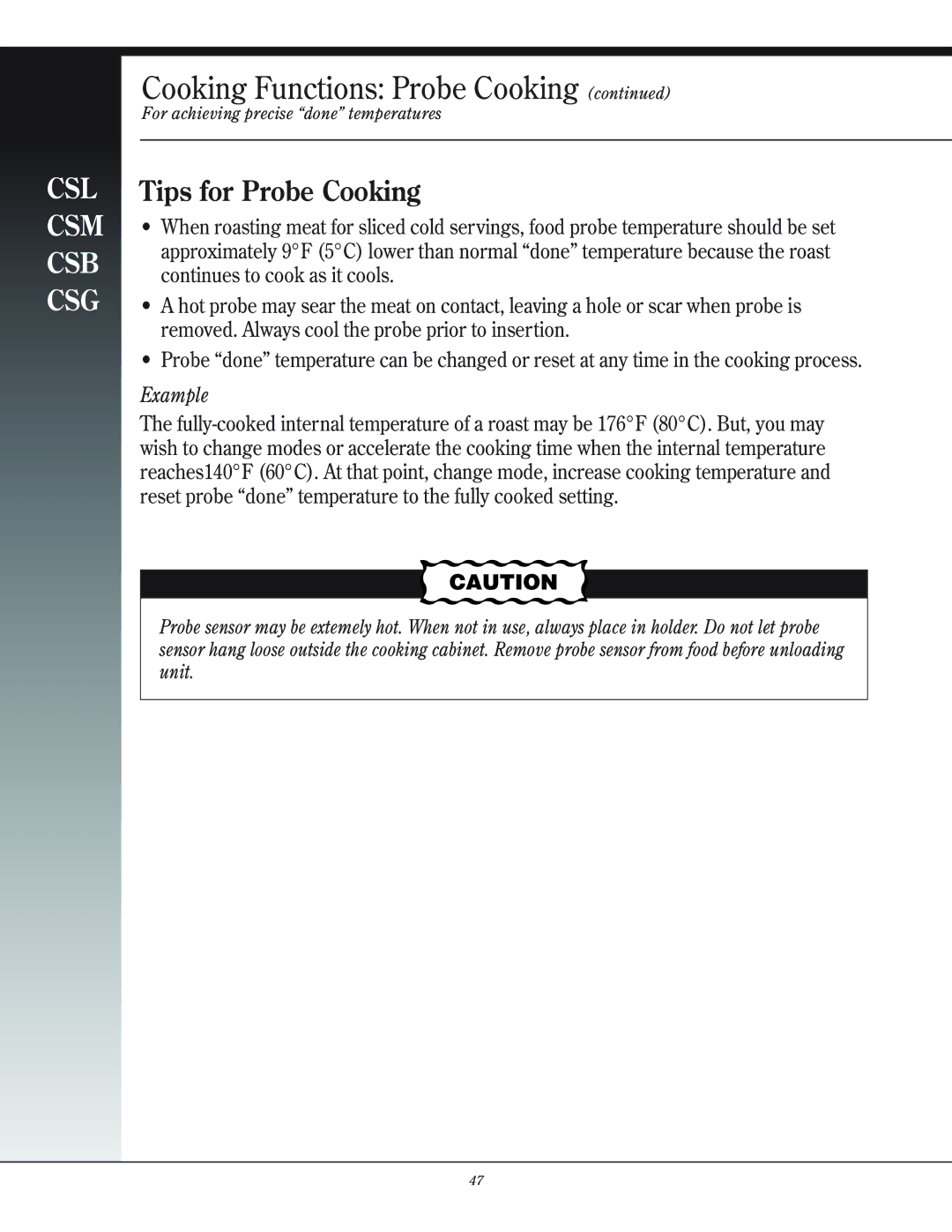 Henny Penny CSG manual Tips for Probe Cooking 