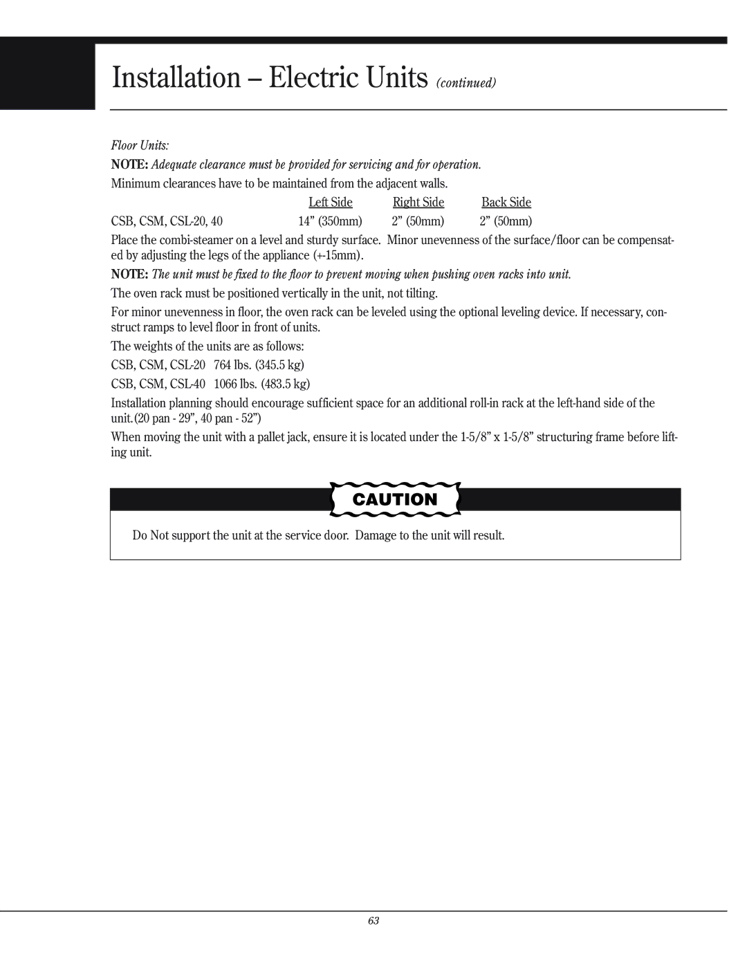 Henny Penny CSG manual Floor Units 