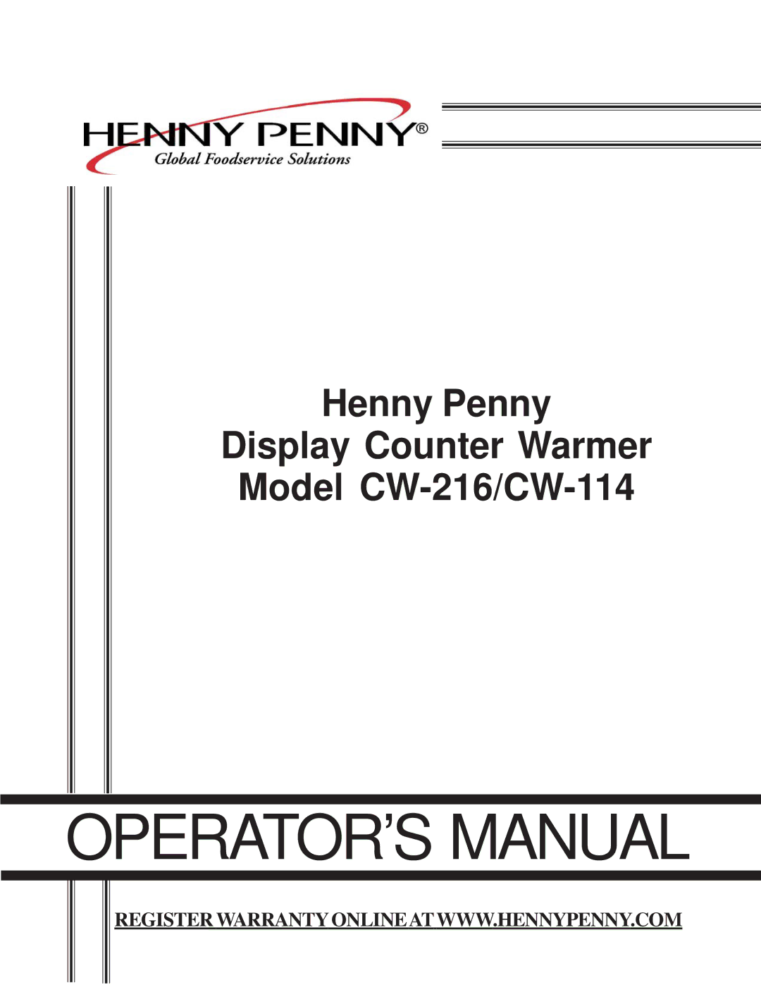 Henny Penny CW-216, CW-114 warranty OPERATOR’S Manual 