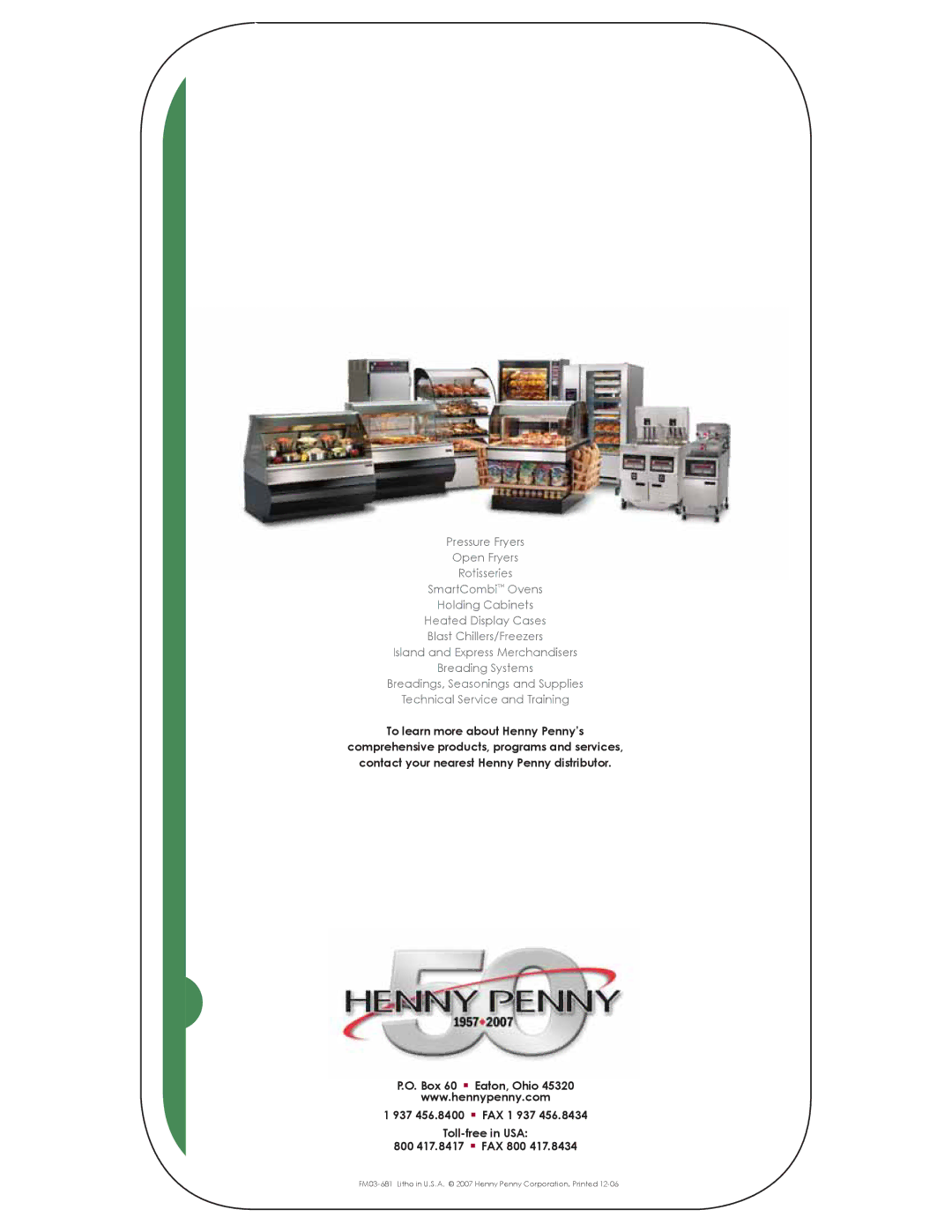 Henny Penny PFG-600, PFE-500 manual FM03-681 Litho in U.S.A Henny Penny Corporation, Printed 