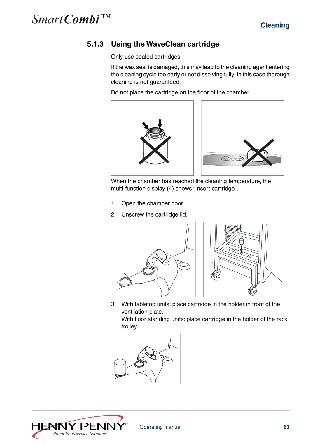 Henny Penny FM05-061-A manual Using the WaveClean cartridge 