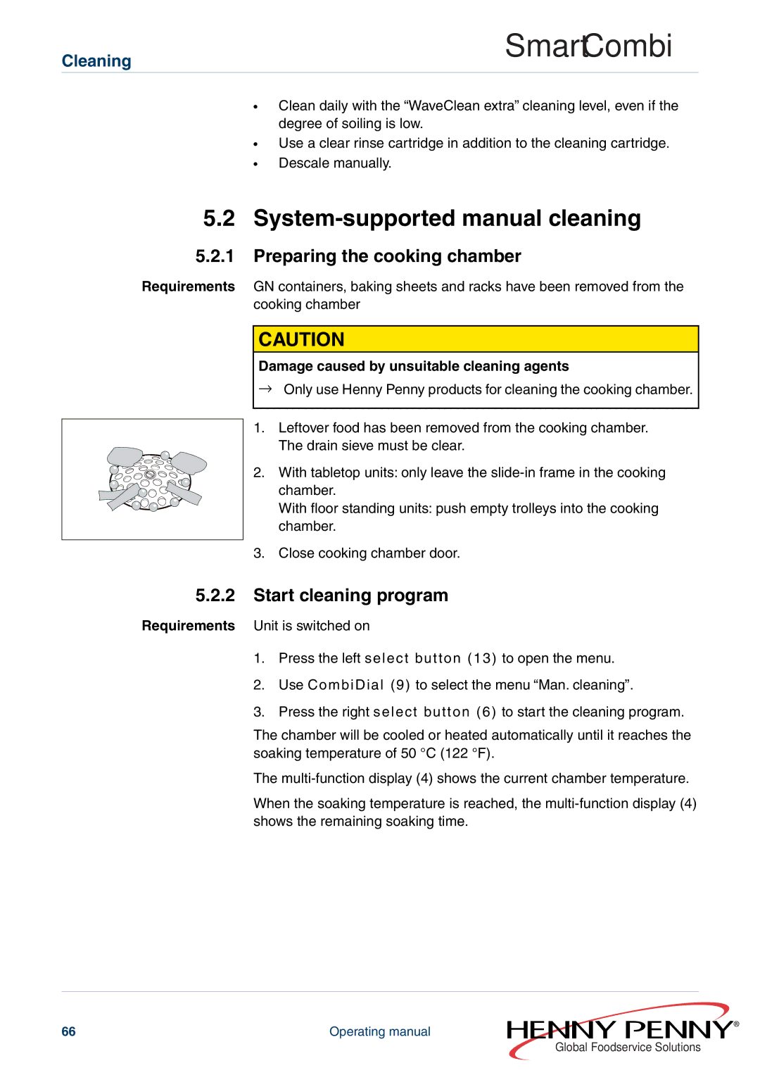 Henny Penny FM05-061-A System-supported manual cleaning, Start cleaning program 