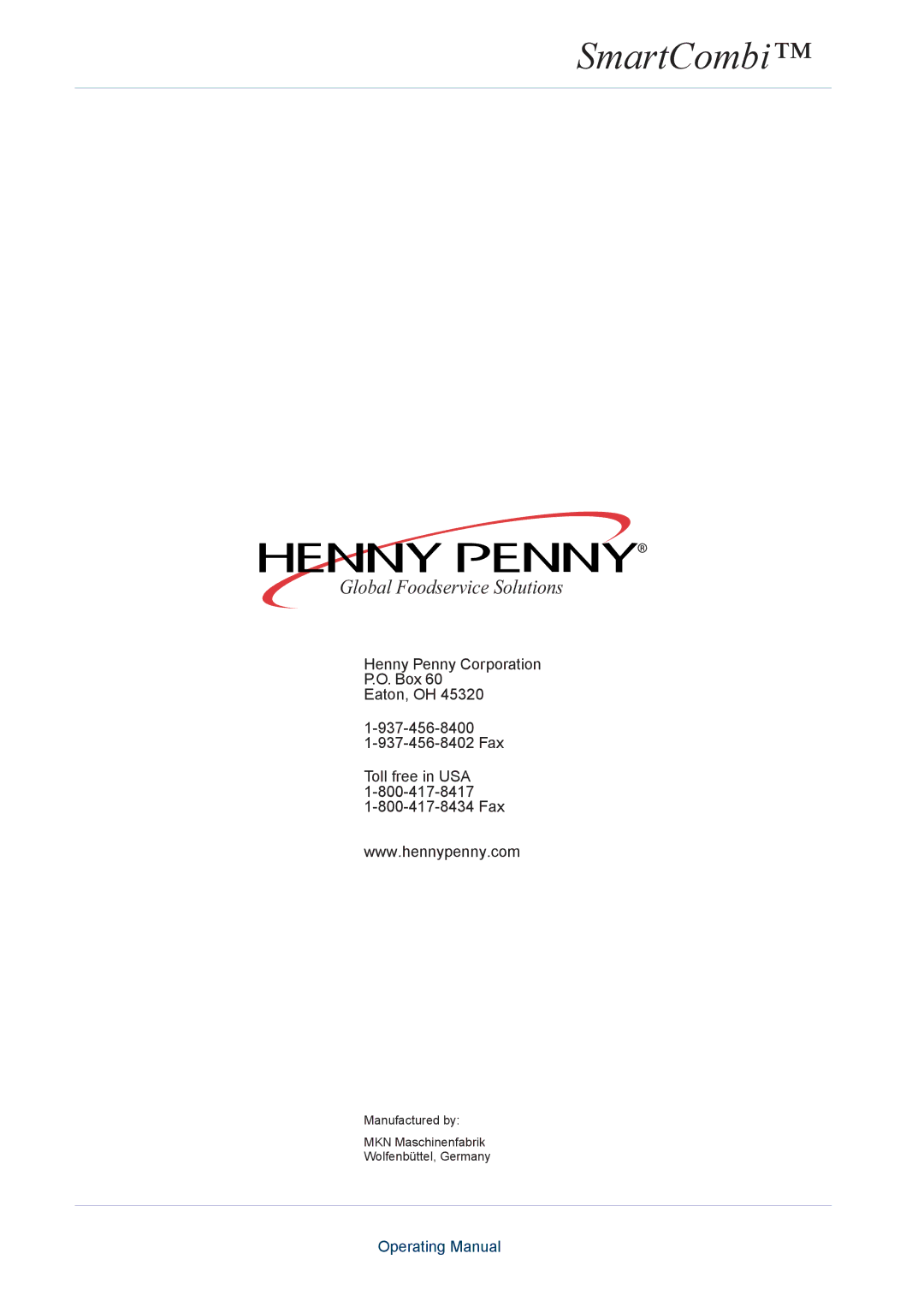 Henny Penny FM05-061-A manual SmartCombi 