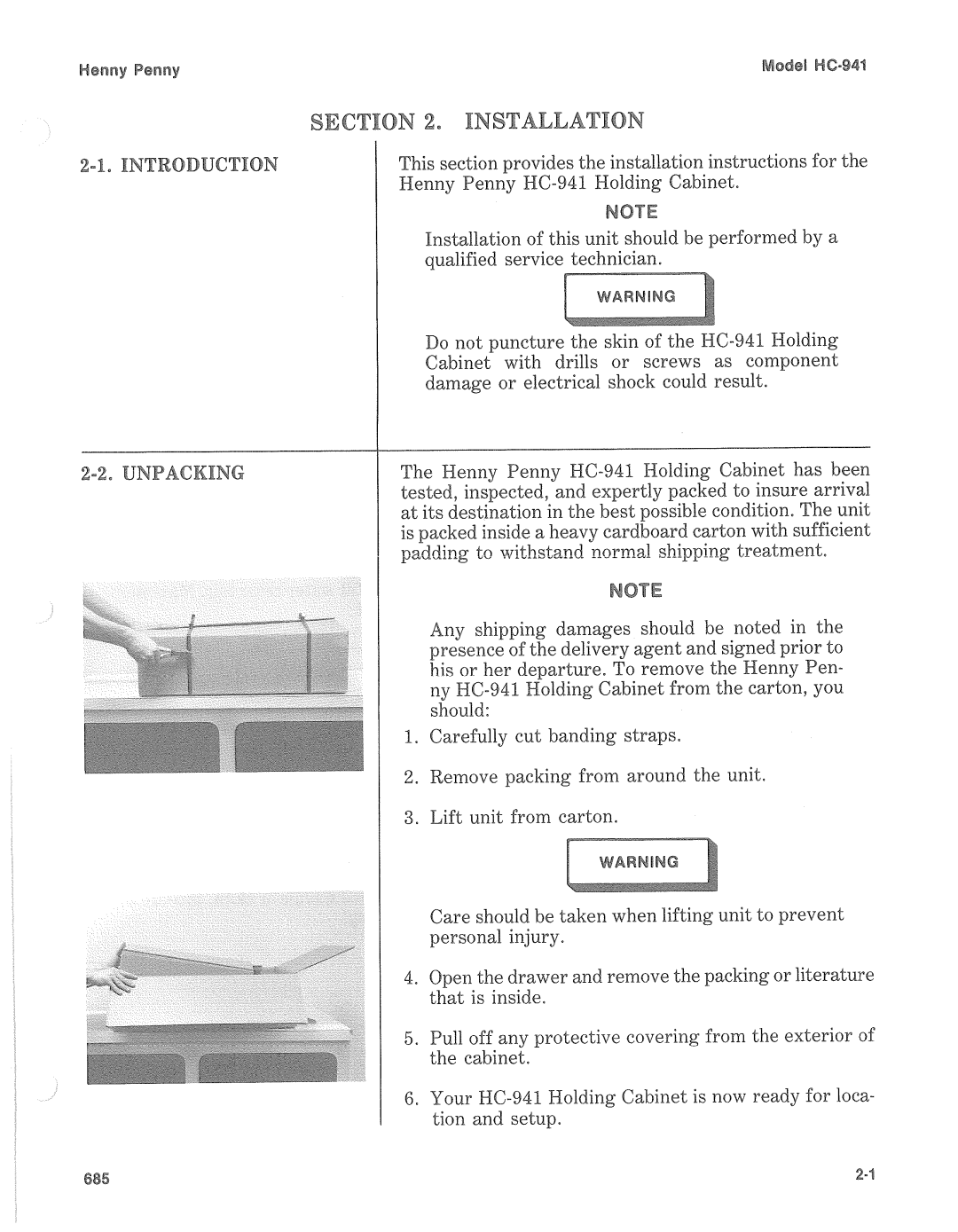 Henny Penny HC-941 manual 